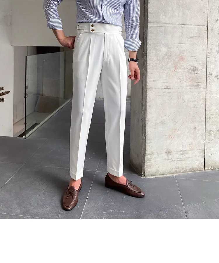 High Quality Men Naples Pants British Fashion High Waisted Straight Casual Pants Spring Autumn Trousers Banquet Dress WeddingX241023