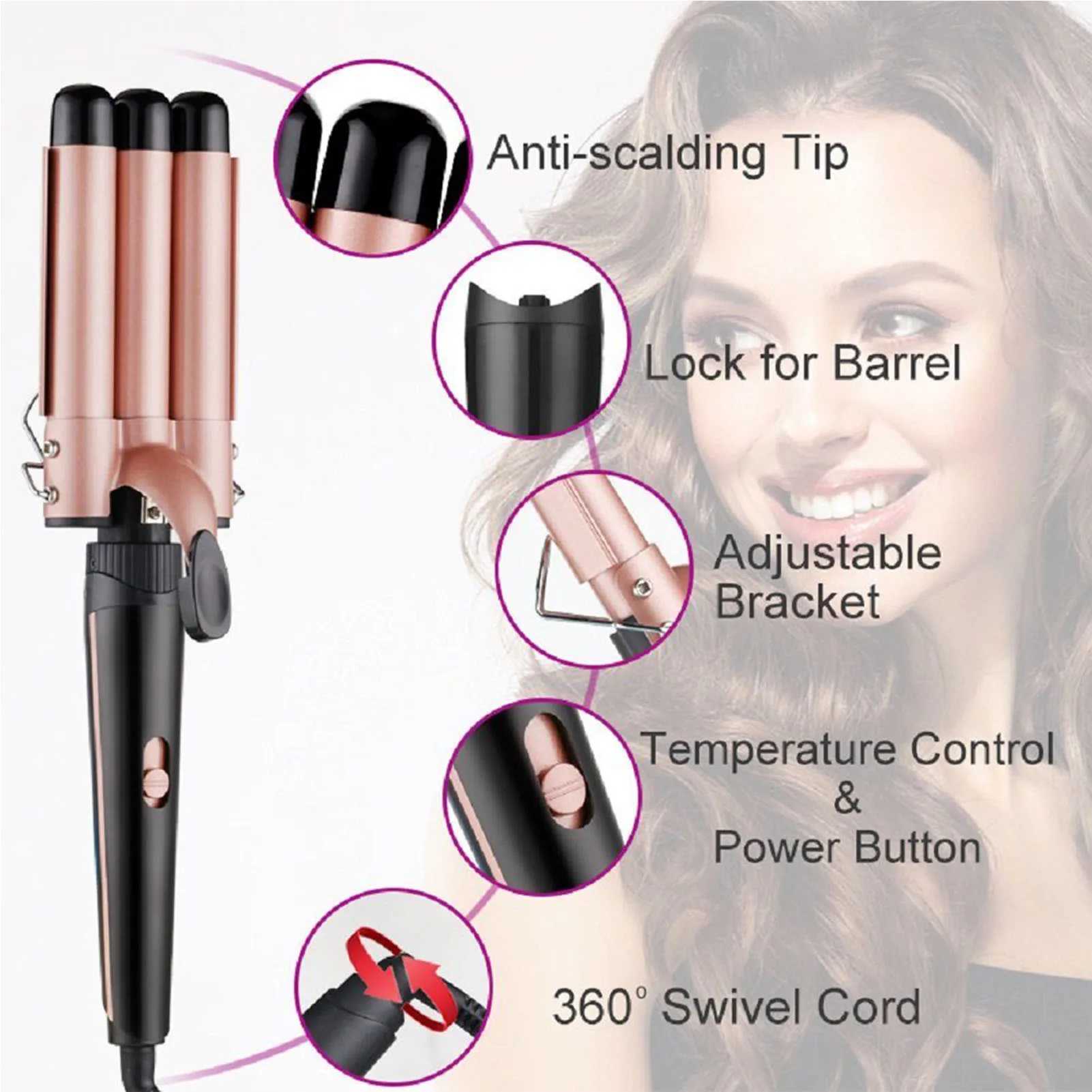 New Arrival 5-in-1 electric heating curling iron professional LCD display mens and womens hair salon hair stick curling iron Z241022