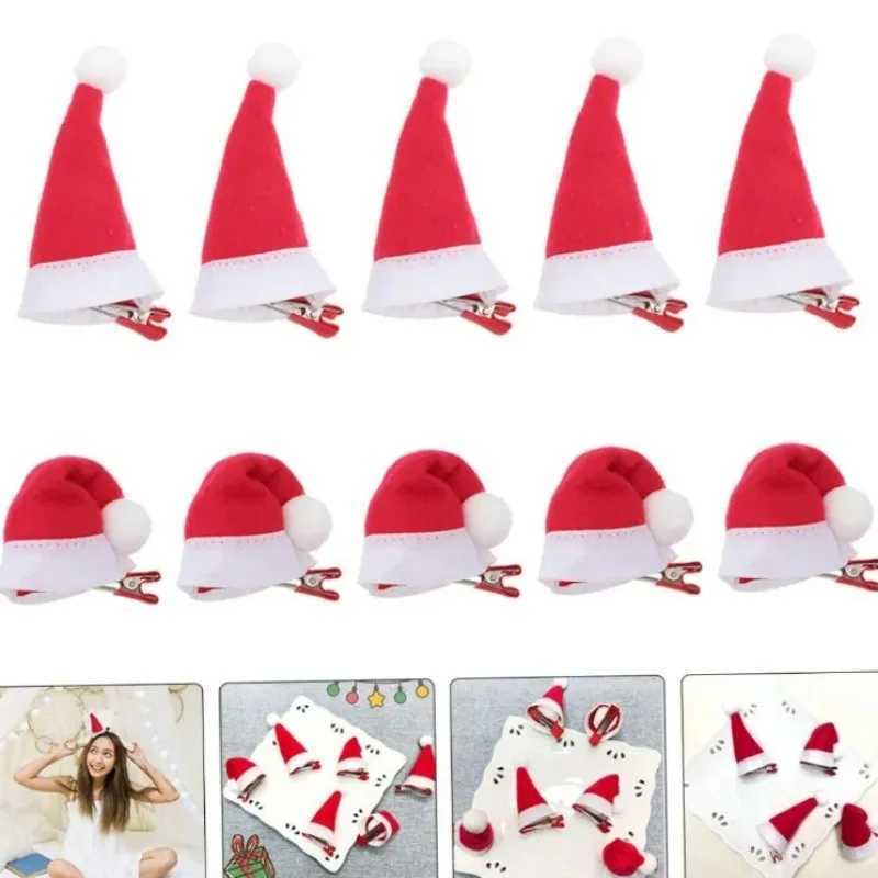 Cute Sweet Christmas Hat Hairpin Santa Claus Cap Hairclip Mini Bright Hat Metal Barrettes Festival Beautify Appearance Hair ClipX241022