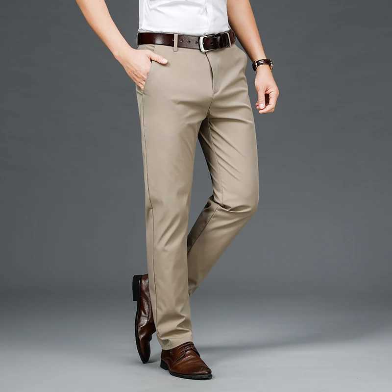 New Autumn Smart Casual Suit Pants Men Stretch Straight Black Khaki Trousers Mens Formal Office Solid Color Suit Pants Man 29-40X241023