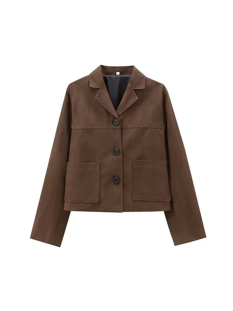 European and American style autumn womens clothing fully matches old brown suede short jacket 241023