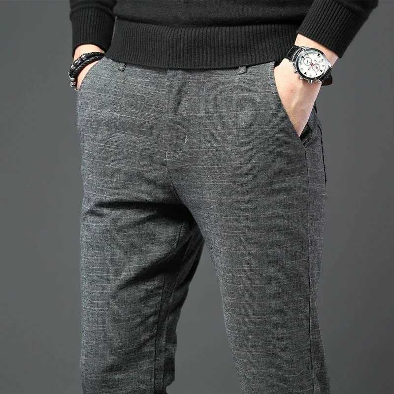 Fashion Men Comfort Casual Business Formal Stretch Skinny Straight Suit Pants Solid Color Slim Fit Man Pencil TrousersX241023