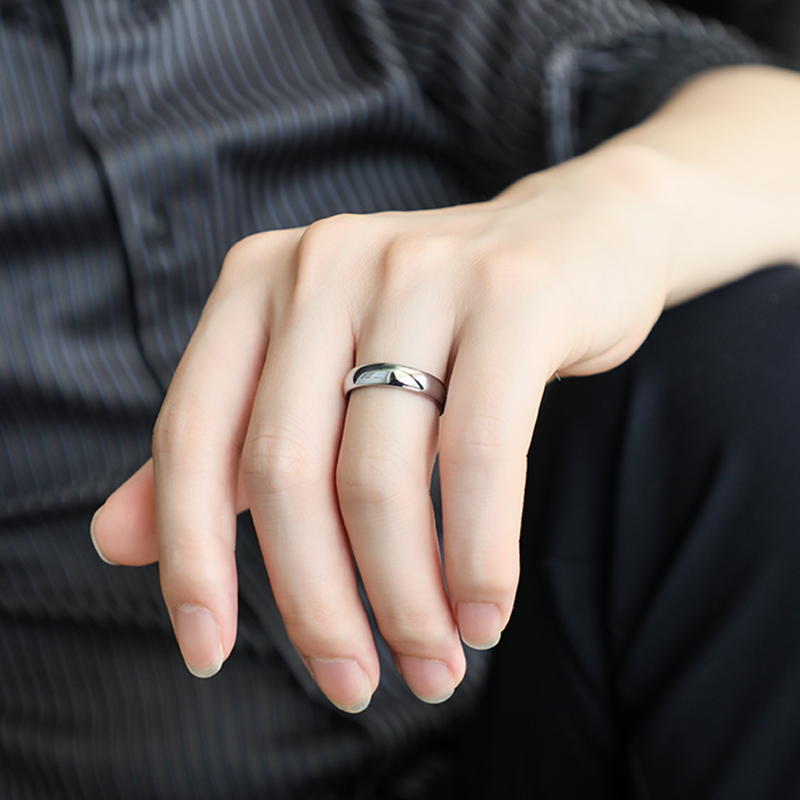 Saya men's ring silver vegan ring single tide male tungsten steel black gold tail ring closed ring female reflective male couple