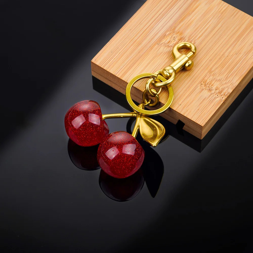 Cherry Charm Handbag Pendant Keychain for Womens Exquisite Internet Crystal Bag Accessories y241017