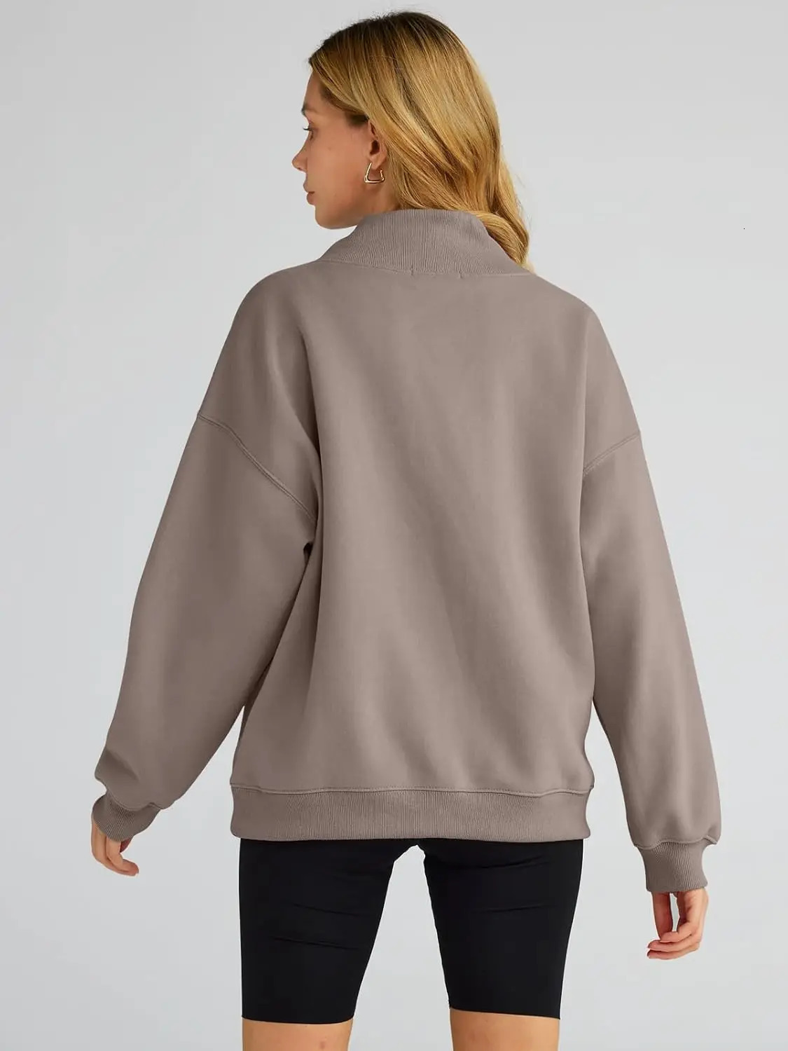 Womens oversized sportswear navy blue collar long sleeved hoodie top autumn clothing clothing 241022