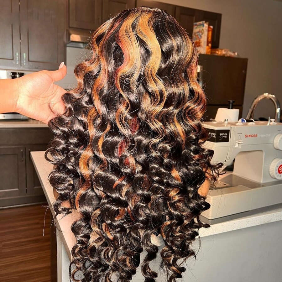 40 Inch Highlight HD Loose Deep Wave Frontal Wig 13x6 13x4 Honey Blonde Lace Front Human Hair Wigs PrePlucked 250% Density