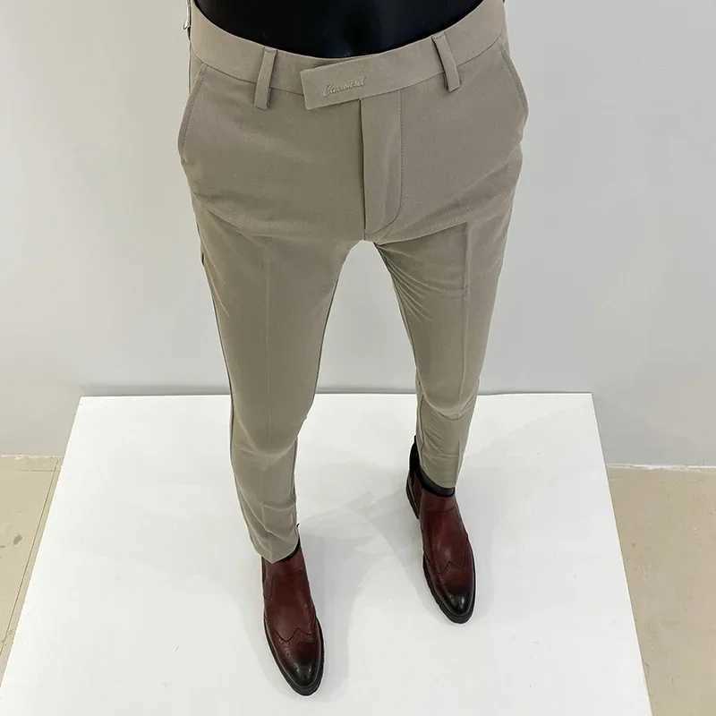 Men Suit Pants Formal Trousers Pantne Hombre Stretch Slim Solid Color Casual Dress Full Length Pants Fashion New Men ClothingX241023