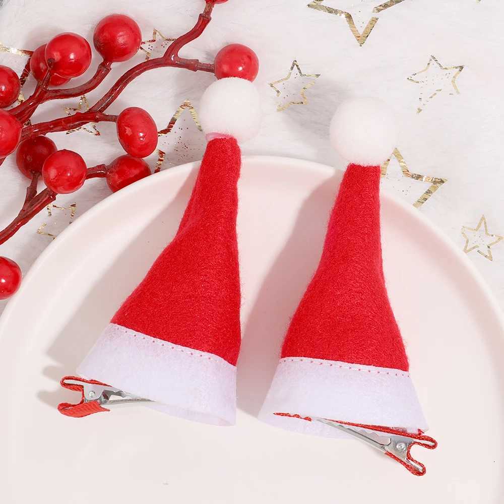 1/2pcs Christmas Hair Clip Xmas Hat Hair Clips Santa Cap Duckbill Clips Cute Mini Hat Hair Barrettes Holiday Hair AccessoriesX241022