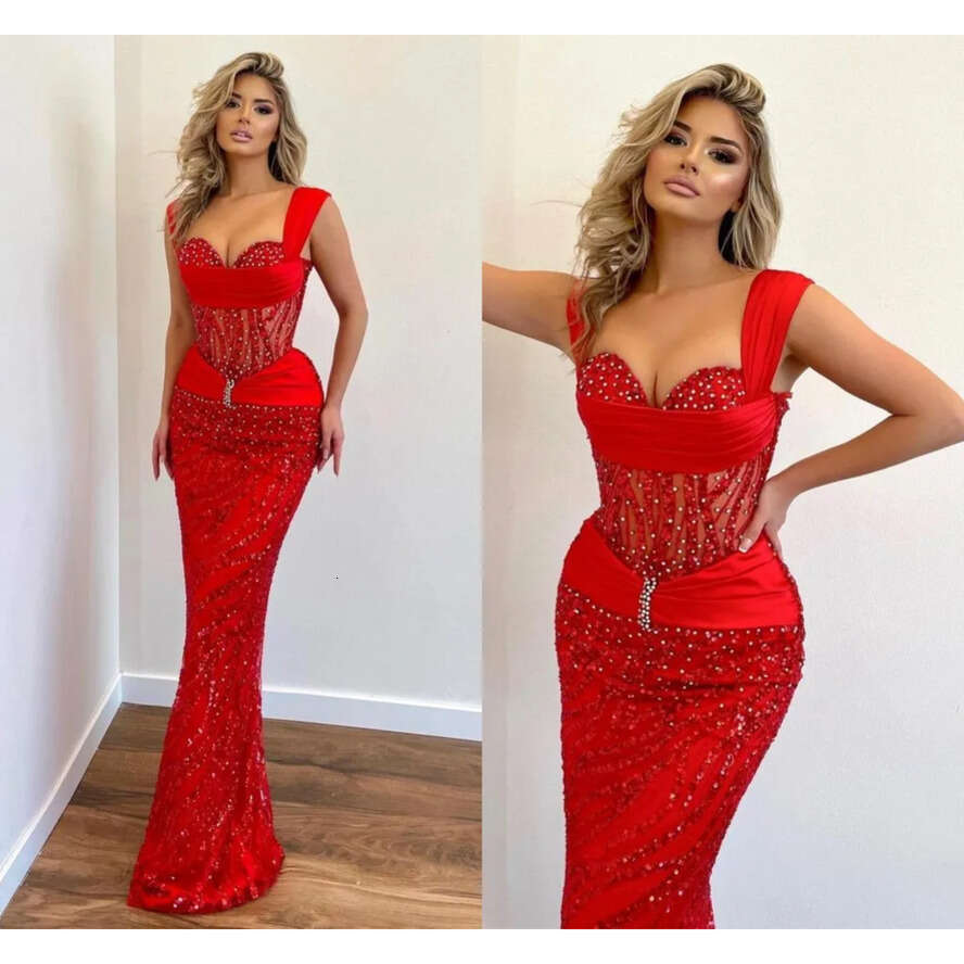 Dark ASO Green EBI Red Blue Beaded Evening Dresses Sexy Mermaid Off Shoulder Beadings Crystals Long Party Ocn Gowns Urious Prom Wears Bc18604