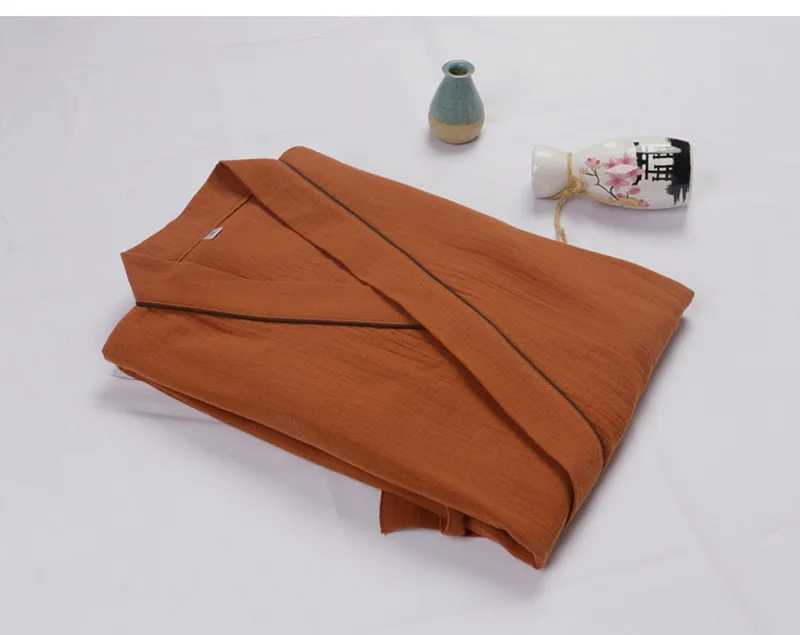 Traditional Chinese soft robe loose fitting womens or mens sleepwear kimono long bathroom cotton dress Spwear retro ethnic monk clothing W241023