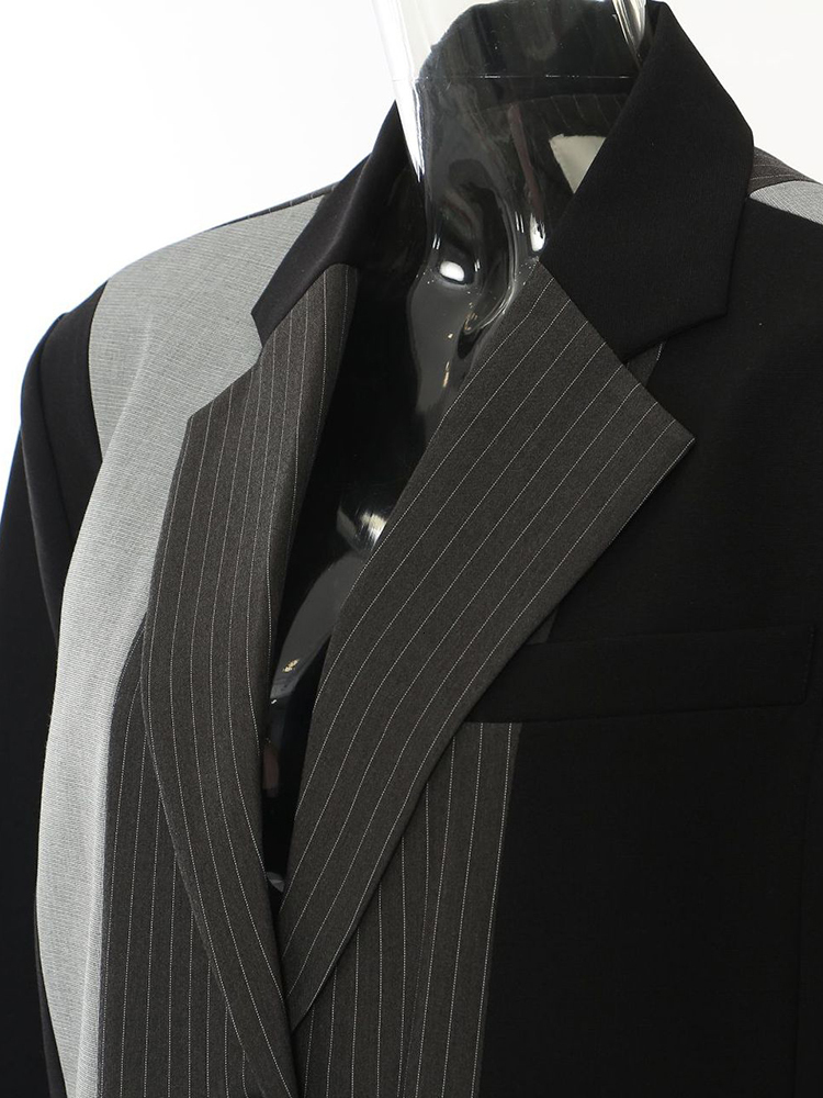 DEAT Fashion Women's Stripe Blazer Notched Single Breasted Pockets Contrast Color Cotton Suit Jackets Summer 2024 New 1Dh5935