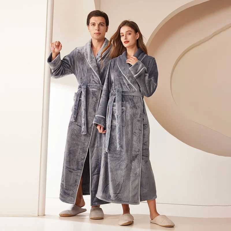 2024 New Mens Bathroom Flannel Thick Warm Towel Fce Womens Dress Long Bathrobe Hotel Spa Soft Winter Sofa Spwear W241023
