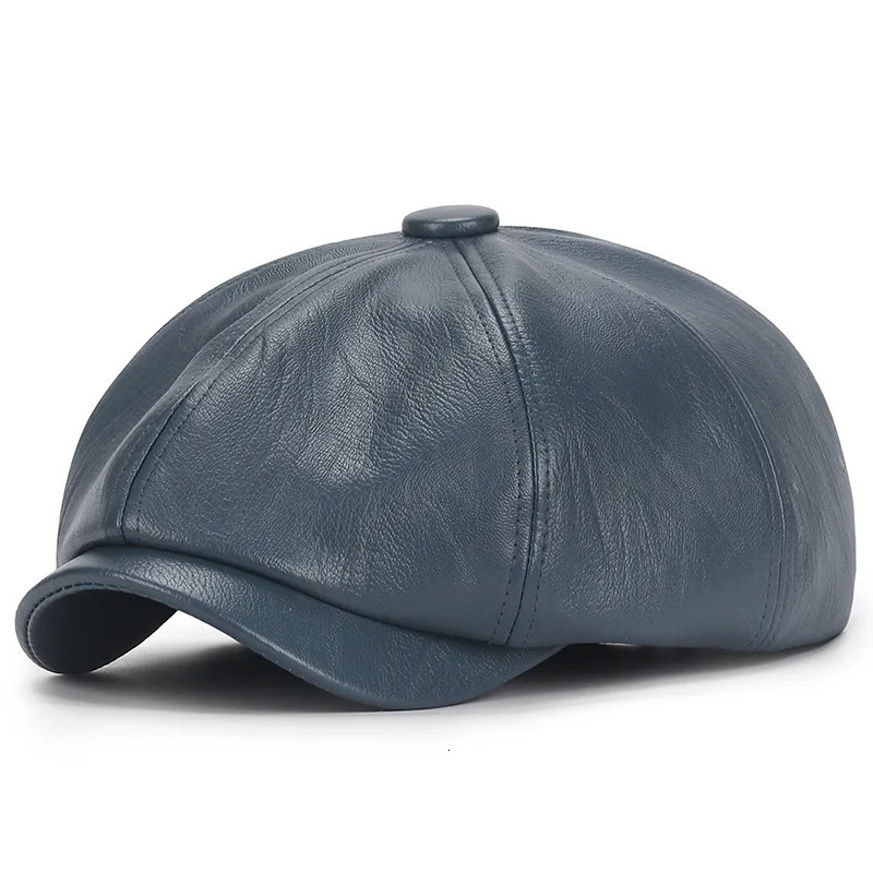 2024 Autumn and Winter Leather Octagonal Hat Womens British Style Retro Casual Beret Cute Fashion Versatile 241010