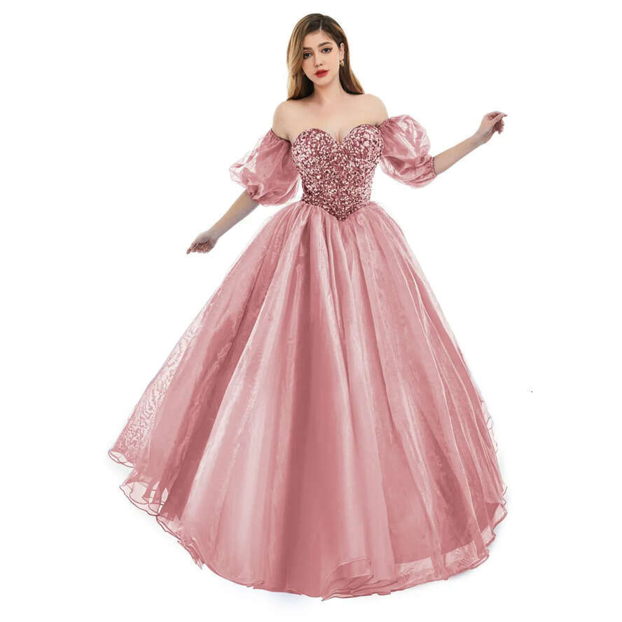 Backless Royal Blue Sexy A E Prom Dresses 2024 New Sequins Beads Sweetheart Corset Back Evening Quinceanera Gowns With Poet Sleeves Bm3503 vening