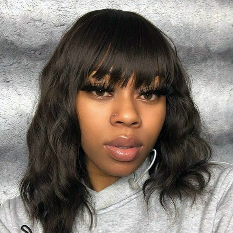 African wig for women with small curly hair, fluffy and natural black medium-length hair, chemical fiber wig