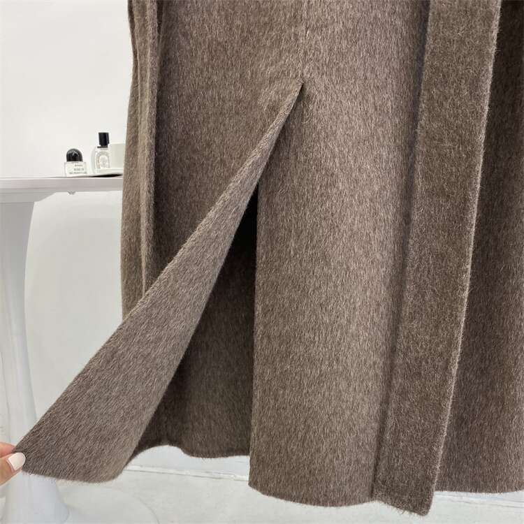 Rose Long Double-Sided Alpaca Coat Fashion Large Cape Collar Design Loose Wool Tweed Jacket Women 2024 New Winter