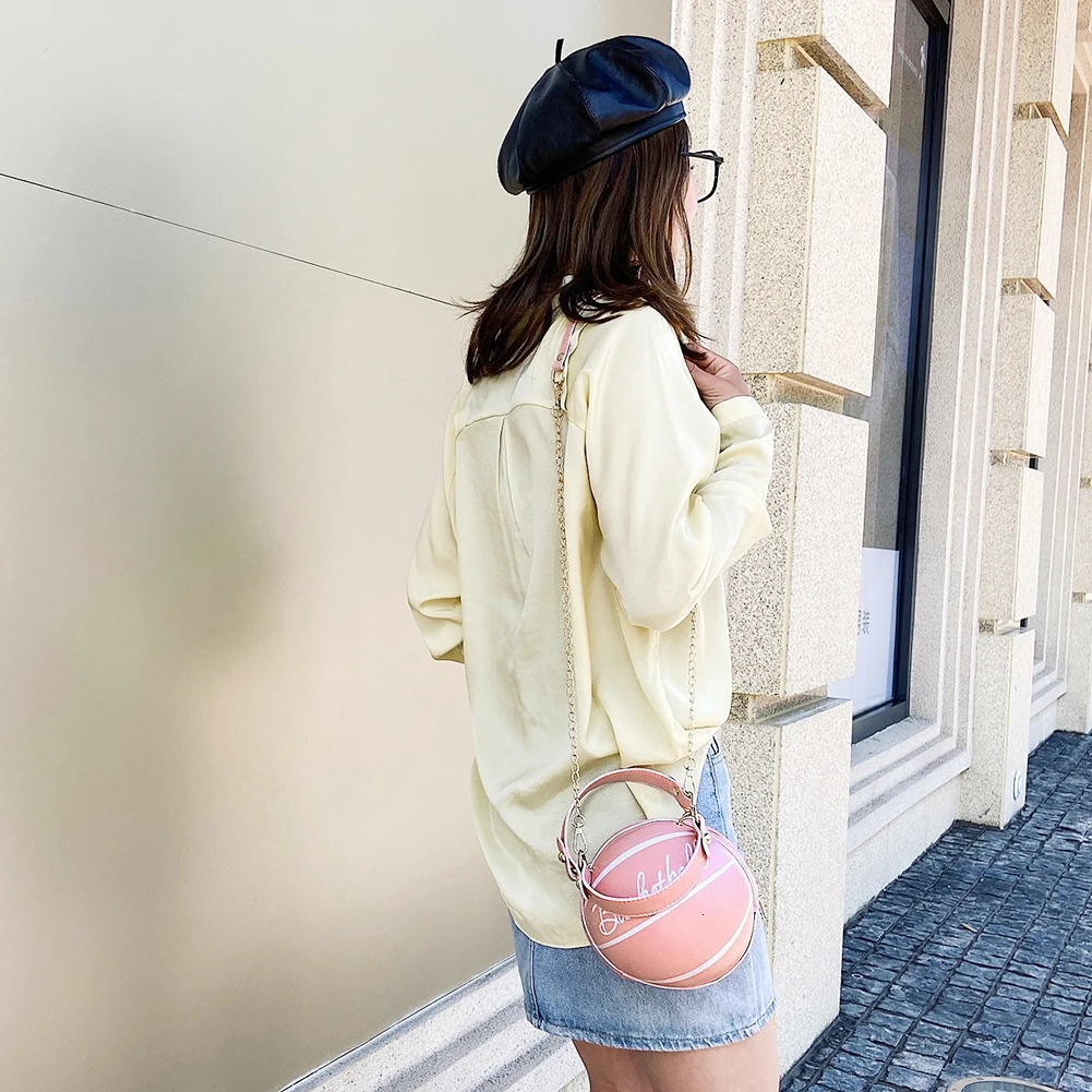 Fashion womens handbag round basketball football shaped party bag artificial leather cross body girl coin wallet shoulder bag 241023