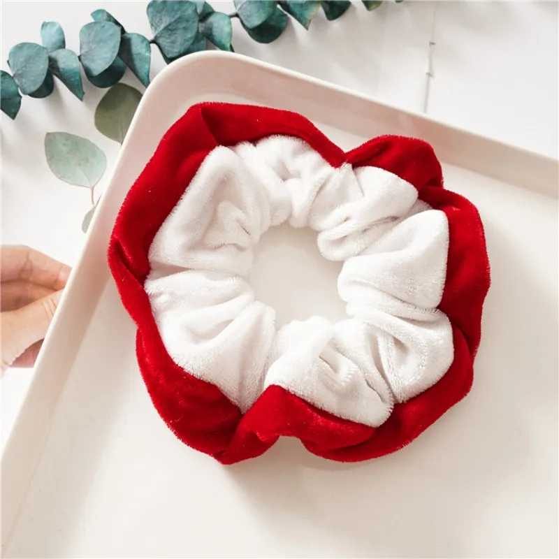 Muweordy Christmas Style Scrunchies Fashion Vintage Simple Hair Accessories Rubber Band Hair Band Red Green Hair Ring for WomenX241021