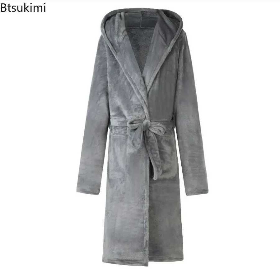 2024 mens warm flannel bath towel winter casual bath towel Spwear long Sve plush Shl mens bath towel lounge evening gown W241023