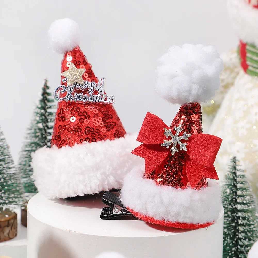 1Pcs Women Girls Christmas Hats Shape Hair Clips Hairpin Children Hair Cards Dress Up Jewelry Hair Antlers Festive HeaddressesX241022