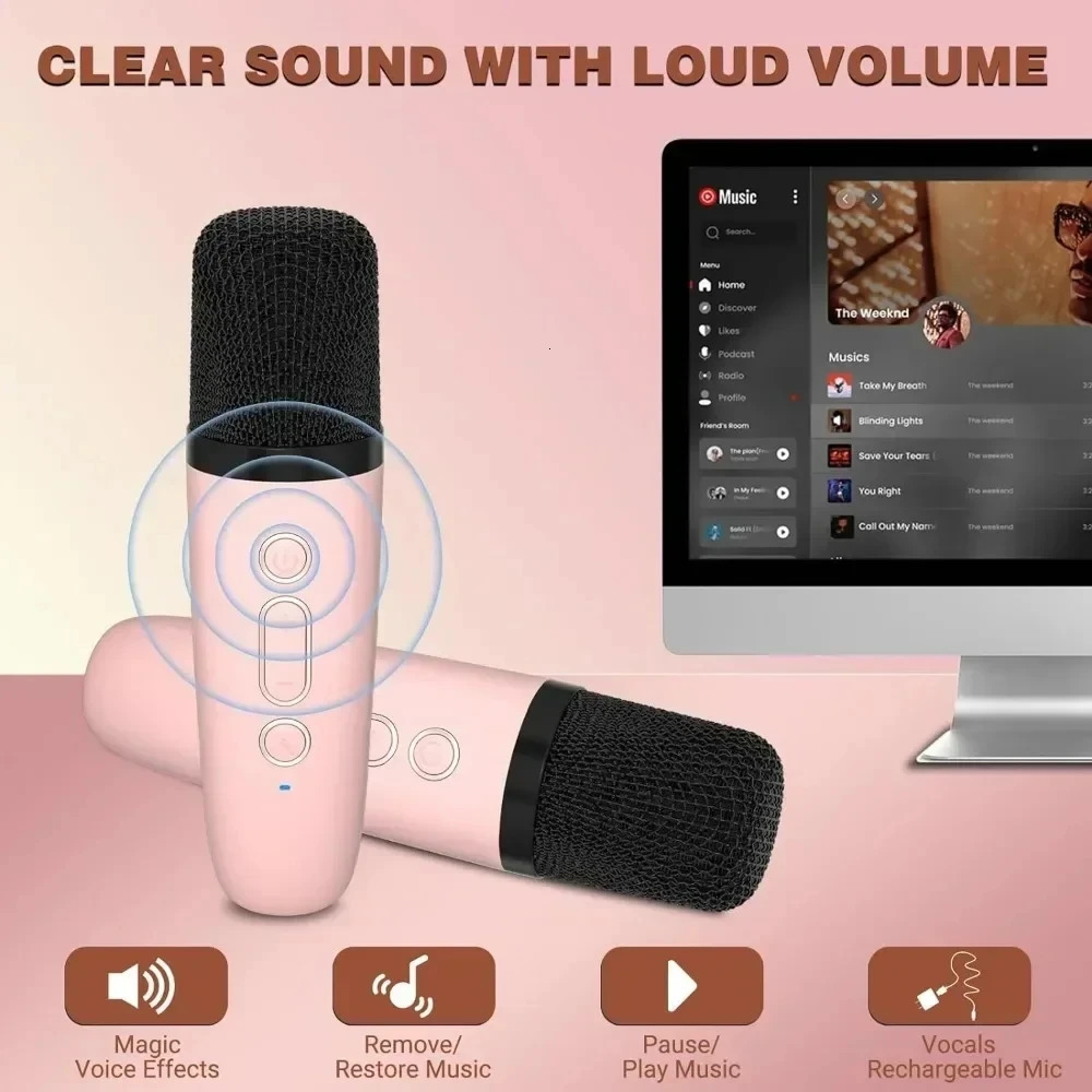 Mini Karaoke Machine for Kids and Adults Portable Ser With 12 Wireless Microphone Home KTV Birthday Party Holiday Gifts 241022