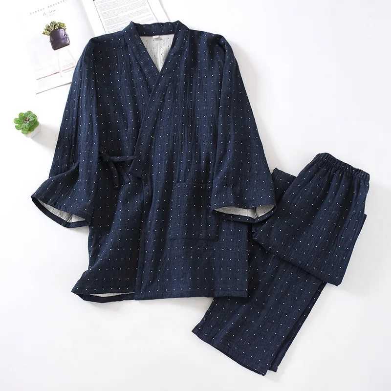 Mens Japanese kimono bathrobe Spwear sauna Spa Yukata Haori Aodai Home Nightgown Hanfu cotton soft pajama set T top pants W241023