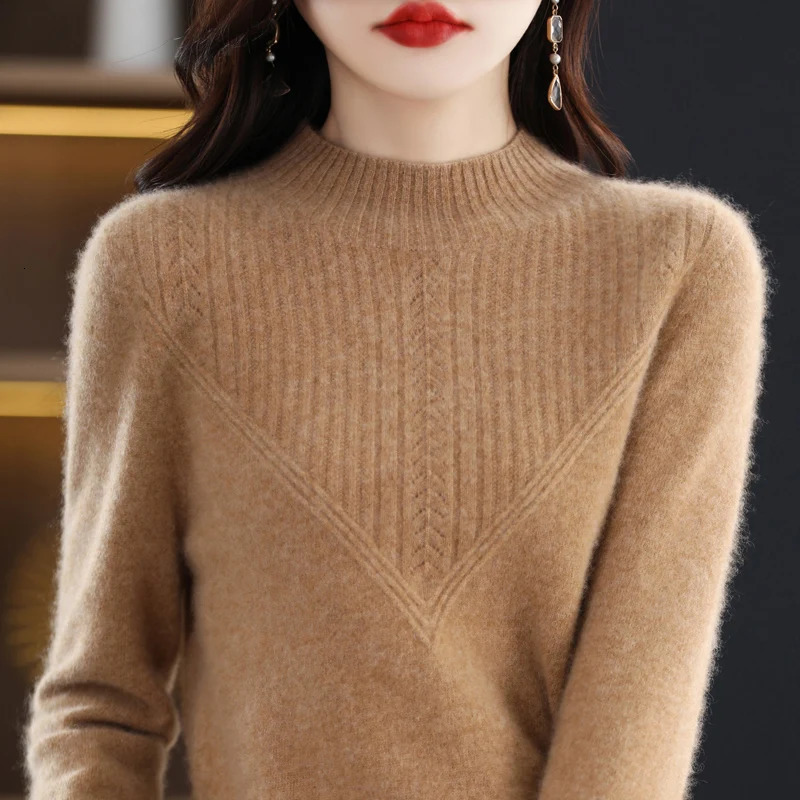 100% merino sweater womens turtleneck pullover loose knit bottoming shirt autumn and winter long sleeve cashmere top 241021