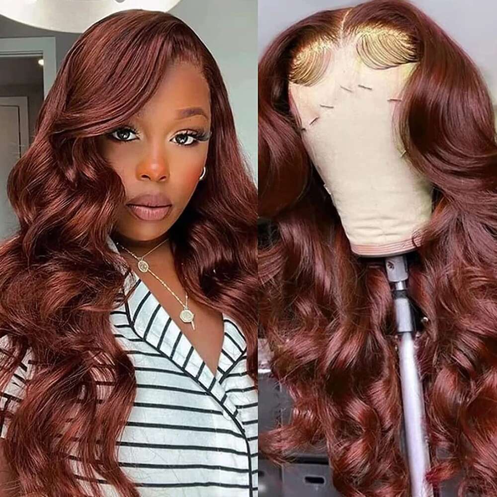 13x6 Reddish Body Wave Front for Women Brown Colored Human Hair Wig 13X4 Hd Lace Frontal Wigs 250%
