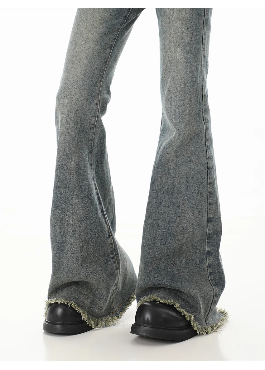 Womens Korean Fashion Bell Bottom Flare Jean Y2k Japanese Street Clothing Low Rise Denim Pants 2000s Fashion Kpop Gyaru Retro Style 241023