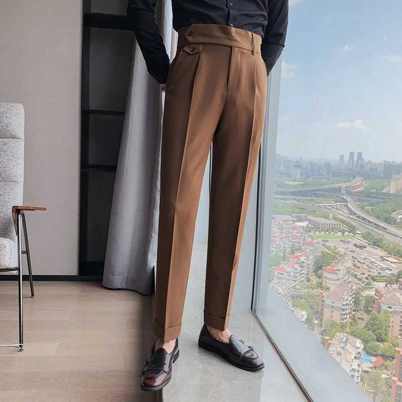 Mens Business Office Pants 2024 Fashion and Fashion High Waist Pants Elegant Slim Fit Casual Dress Mens High Quality PantsX241023
