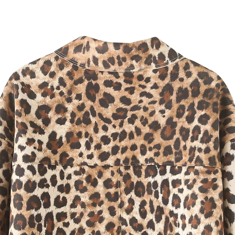 PB ZA Autumn Womens Fashion Temperature Leopard Texture Effect Jacket Long Sleeve Jacket 241023