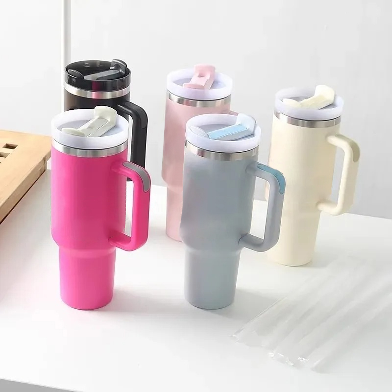 40oz Christmas Floral Cups Rose Blue Magnolia Lilac Stainless Steel Tumblers with Silicone Handle Lid Straw Wicked 40 oz Shiny Eermald Green Pink Car 