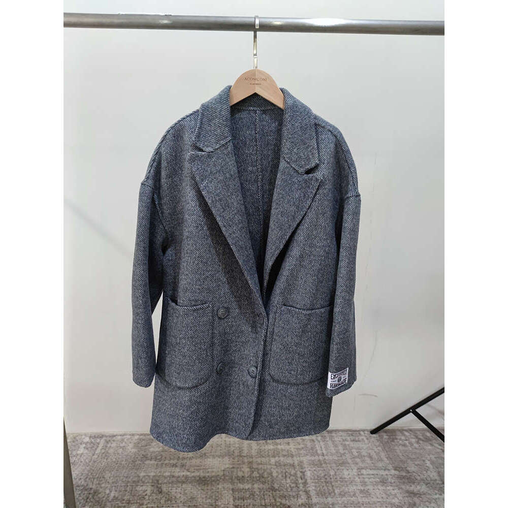 Korean Loose Long Sleeveturn-Down Collar Solid Woolen Coats Women Double-Faced Cashmere Coat Winter Autumn