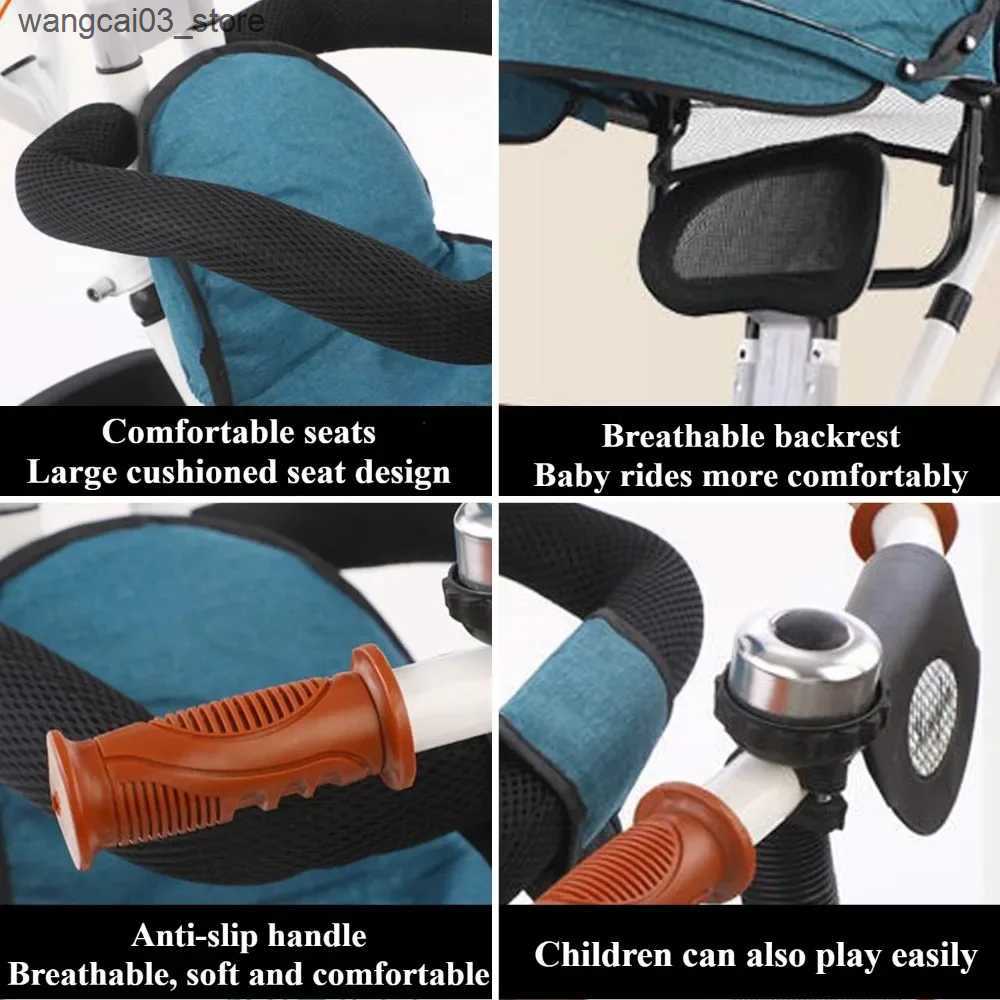 Strollers# 2 in 1 Baby Stroller with Foldable Pedal Kids Tricycle with Large Rear Storage Guardrail Anti-Rollover for Infant Toddlers L240910