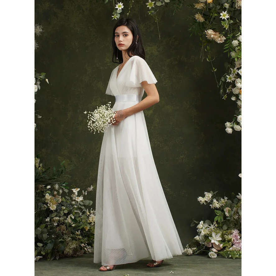Ivory Bridesmaid Boho Summer Dresses Long Maxi Deep V Neck A E Wedding Guest Wear Maid Of Honor Gowns Prom Dress