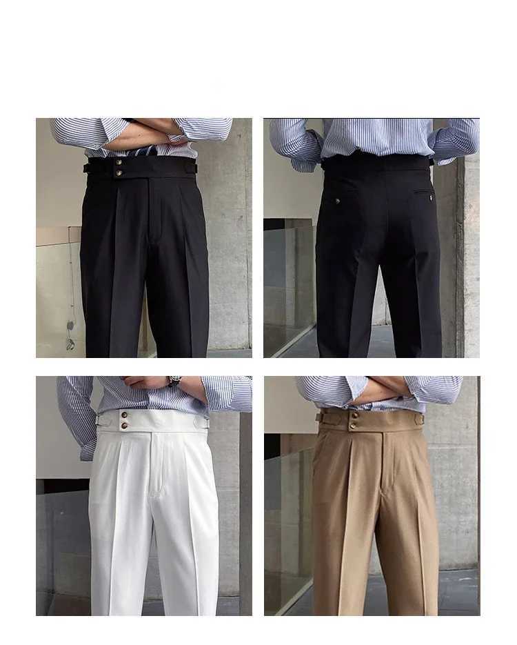 High Quality Men Naples Pants British Fashion High Waisted Straight Casual Pants Spring Autumn Trousers Banquet Dress WeddingX241023