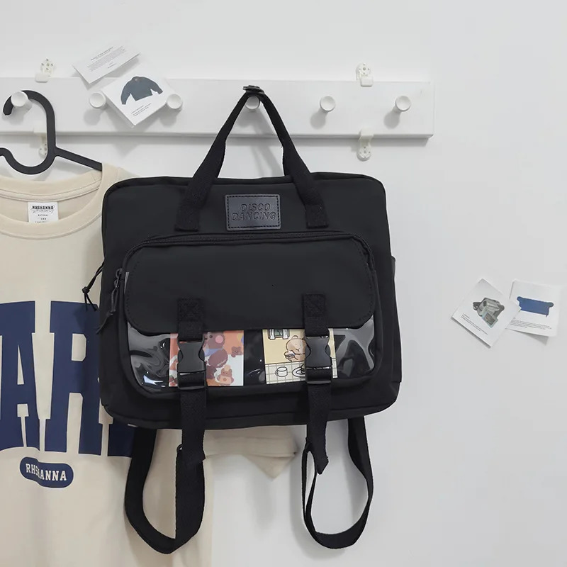 Japanese style Kawaii backpack girl transparent pocket handbag Itabag cross body bag college student backpack school backpack 241023