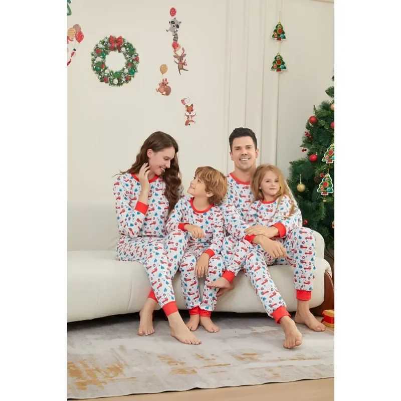 New 2024 Christmas Pajamas Set Cartoon Allover Print Parent-child Matching Outfits Casual Soft Family Look 2 Pieces Suit PyjamasXJ241008