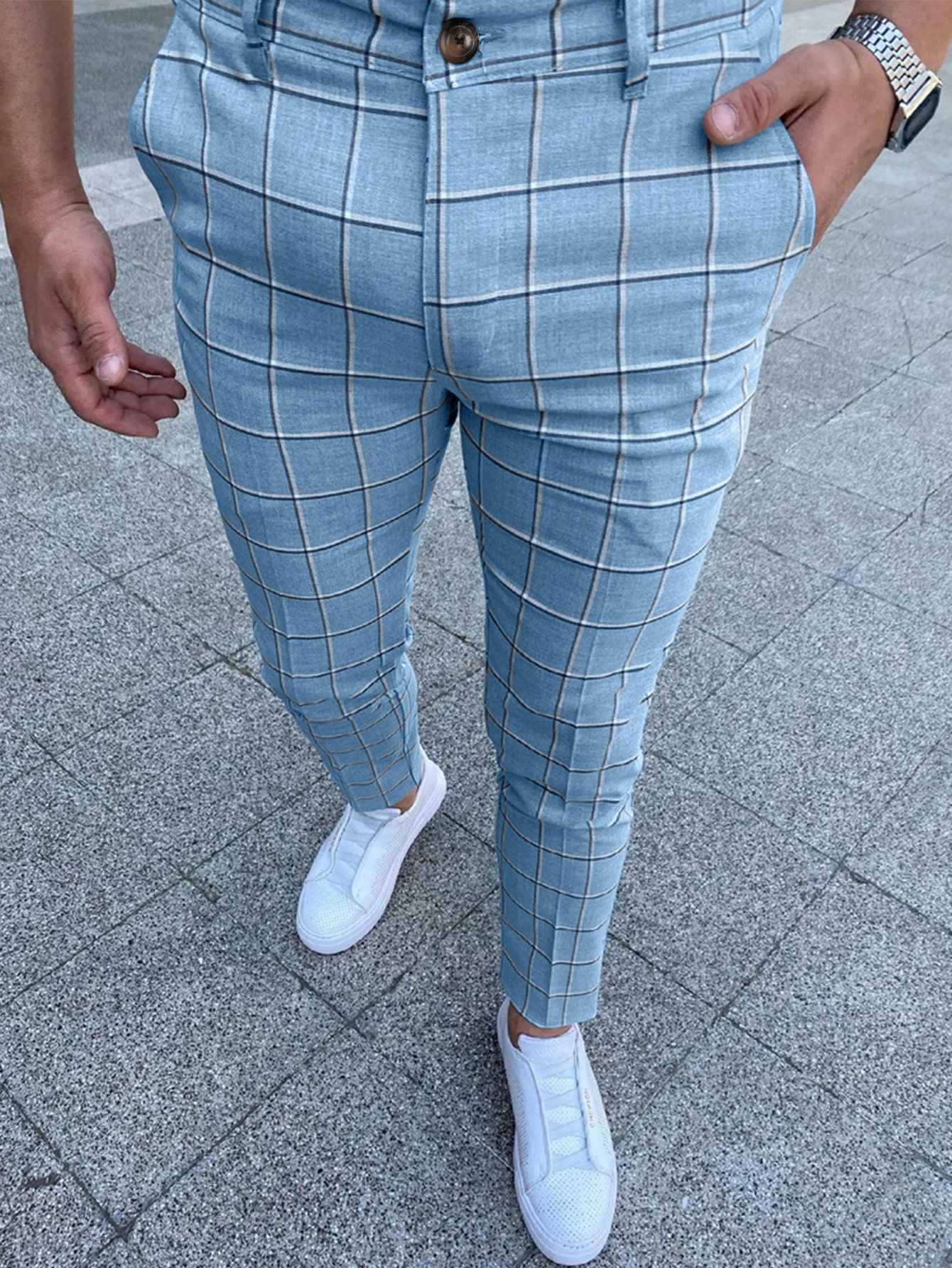 Mens Pants Mid Waist Slim Straight Trousers Mens Casual Print Pants For Business Office Formal Wedding Daily Trousers Hot SaleX241023