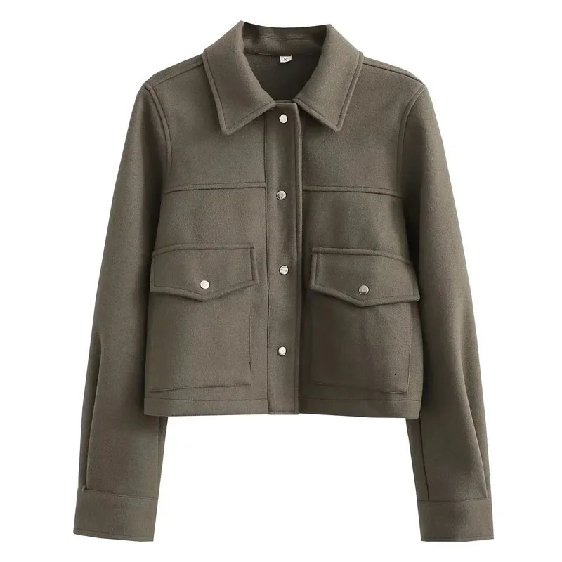 TRAF cut bomber jacket womens jacket pilot jacket wool and blend jacket autumn and winter tweed jacket 241023