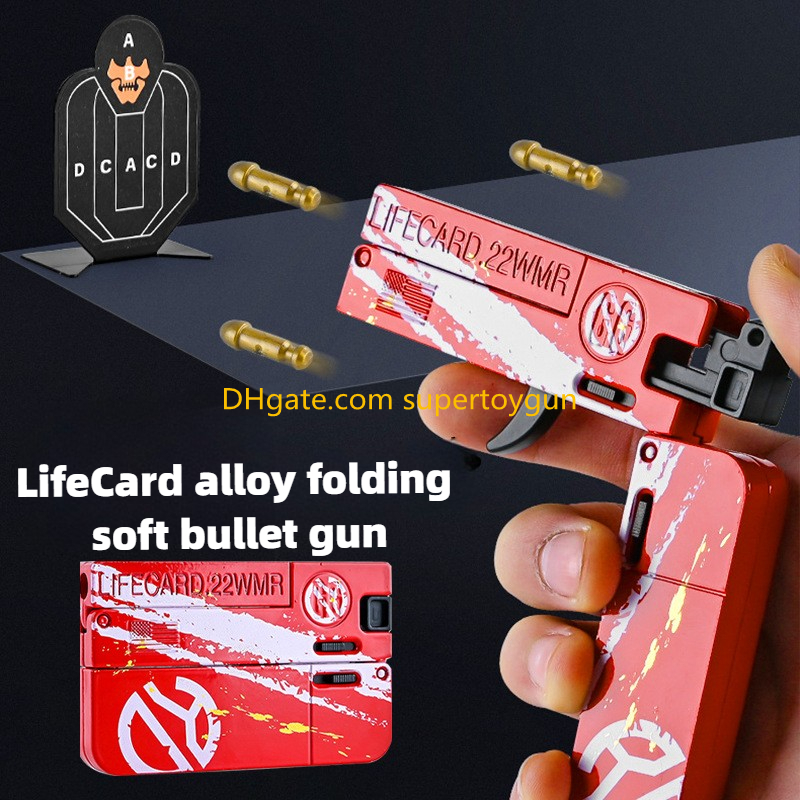 LifeCard Folding Pistol Handgun Toy Card Gun With Soft Bullets Alloy Shooting Model For Adults Boys Chi