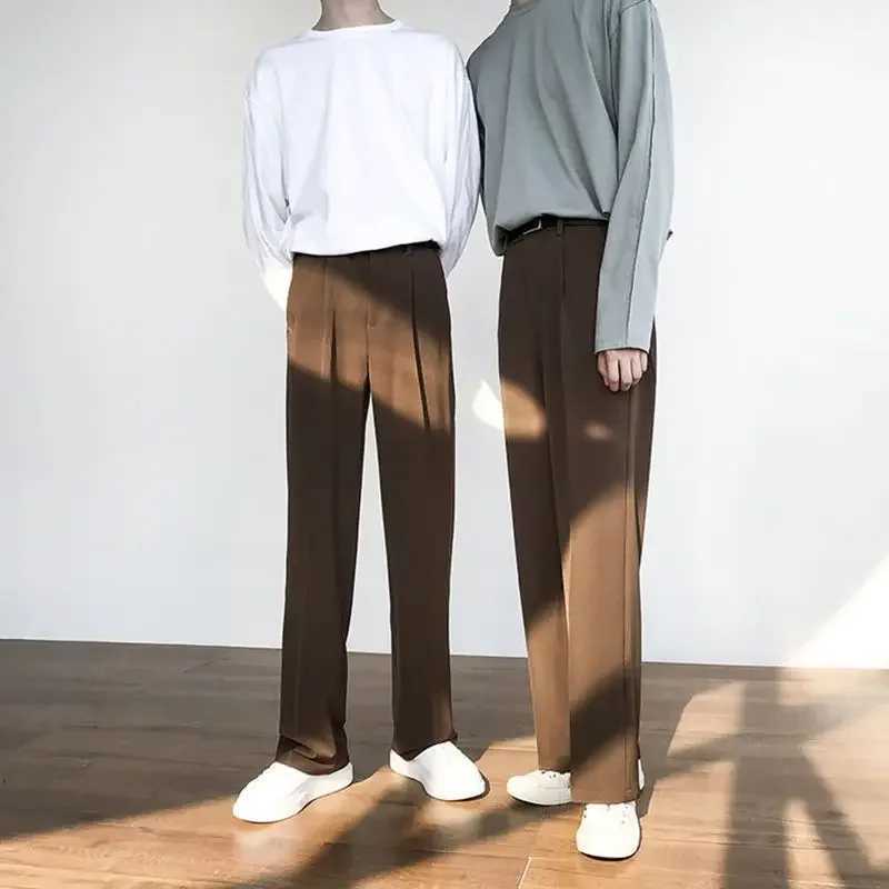 Baggy Suit Trousers Solid Color Brown Mens Summer Pants Vintage 2024 Dress Fashion Luxury High Quality New in Ele UpX241023