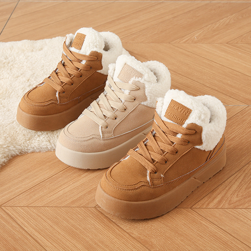 Women's Winter Korean Version Plush High Top Casual Shoes.