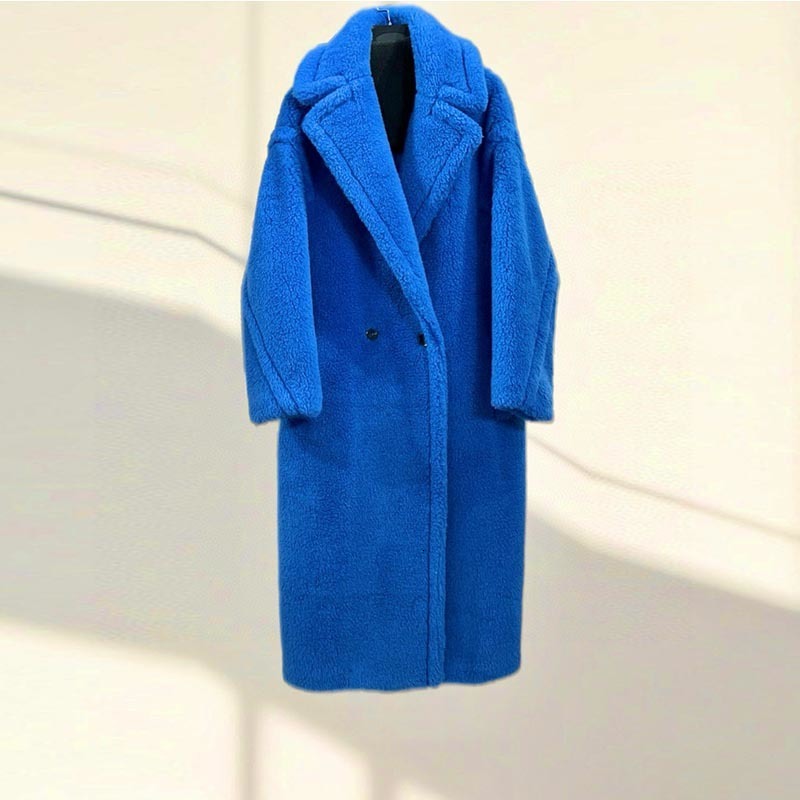 Women's Wool Blended Long Coat Designer High-quality Multi Color Lapel Collar Luxury Fashion Shoulder Down Long Sleeves Winter Warm Thick N1027