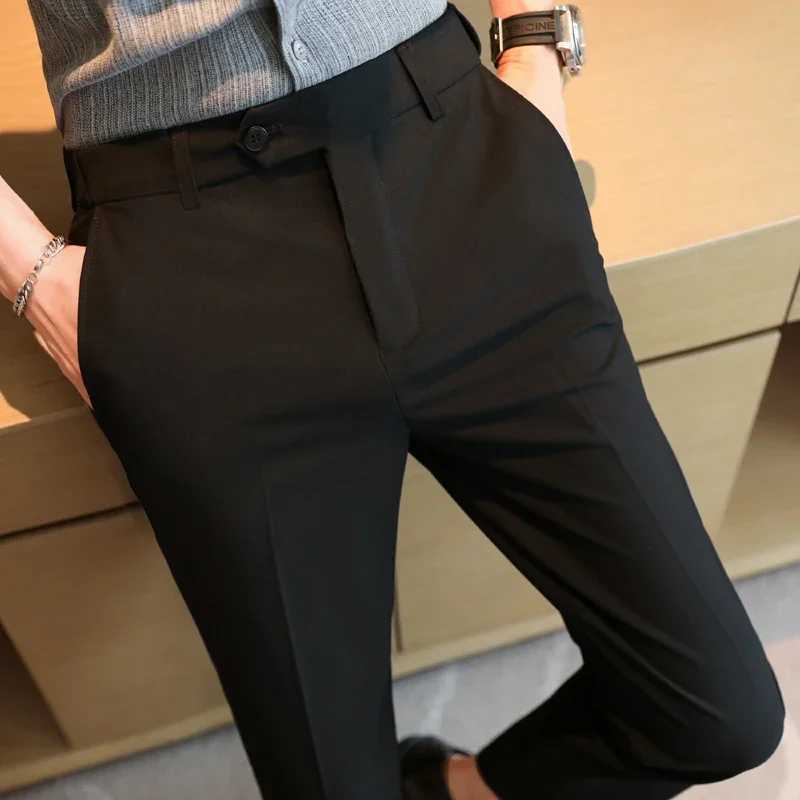 Plus size 44 42 40 Men Business Social Suit Pant 2024 Spring Formal Slim Wedding Trouser Mens Brand Fashion Casual Dress PantsX241023
