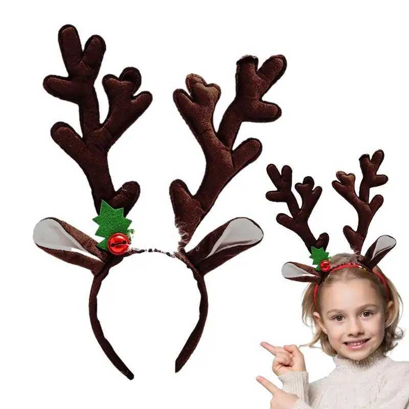 Christmas Elk Antlers Headband Bell Antler Hair Accessories Reindeer Antlers Ears Head Hoop Christmas New Year Decoration 2024X241021