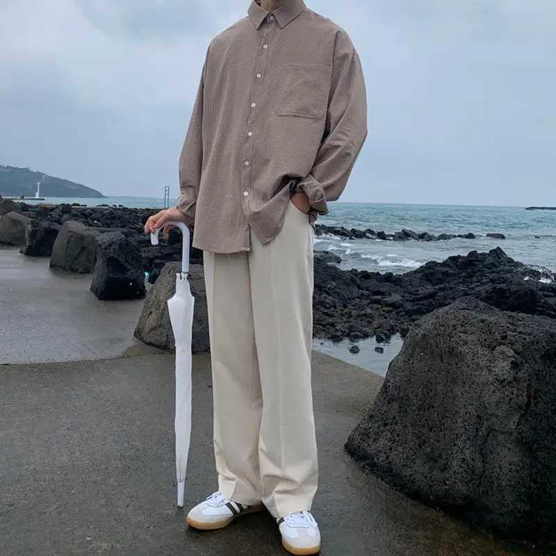 Hanging Wide Leg Floor Pants Ins Show Height Loose Straight Leg Casual Pants Suit Pants for MenX241023