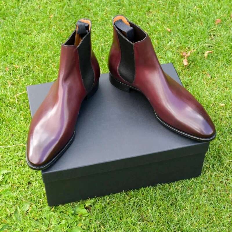 New Red Sole Square Toe Slip-On Business Men Short Bottes Pour Hommes Ankle Boots free shipping shoes