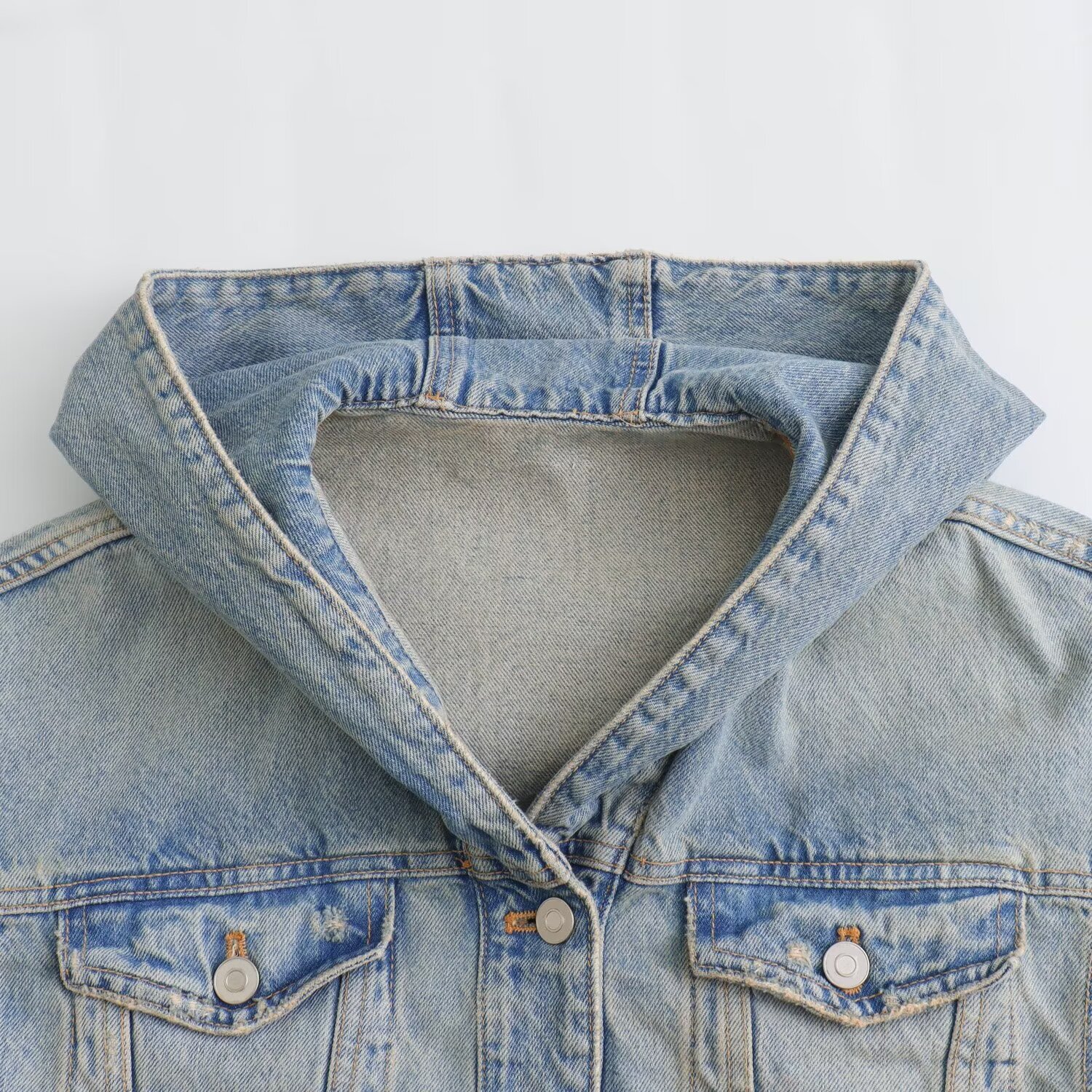Women's Hooded Single Breasted Short Denim Jacket, Versatile Top, Long Sleeved, Casual Fashion, New