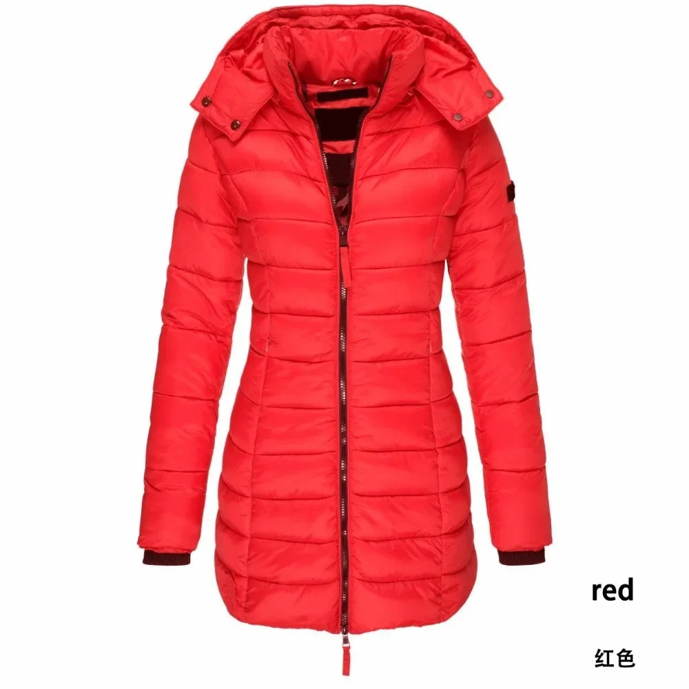 winter BC high set light goose down jacket thickened medium long womens hooded slim for women 241017